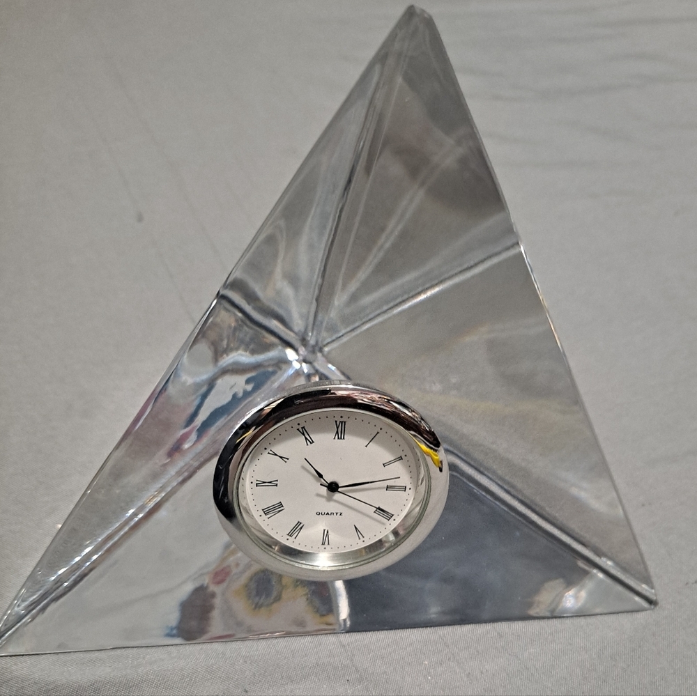 Royal Limited Pyramid Clock 24% Full Lead Crystal Vintage Made In Czech Republic